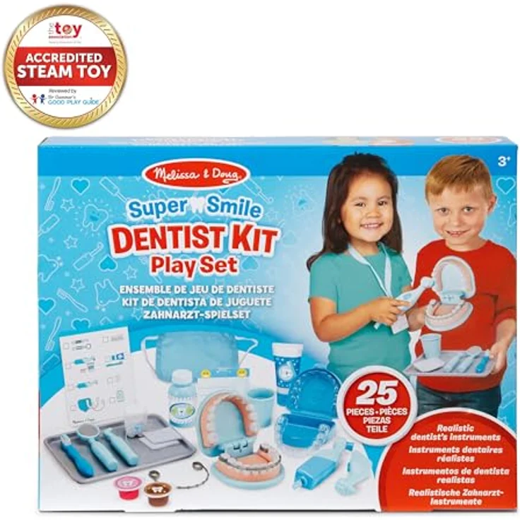 Melissa & Doug Zahnarzt Spielzeug Set für Kinder, Zahnarzt Spielzeug für Kinder, Lernspielzeug für Jungen ab 3 Jahren, Kinderzahnarzt-Spielset, Montessori Kinderspielzeug ab 3 Jahren – Bild 7