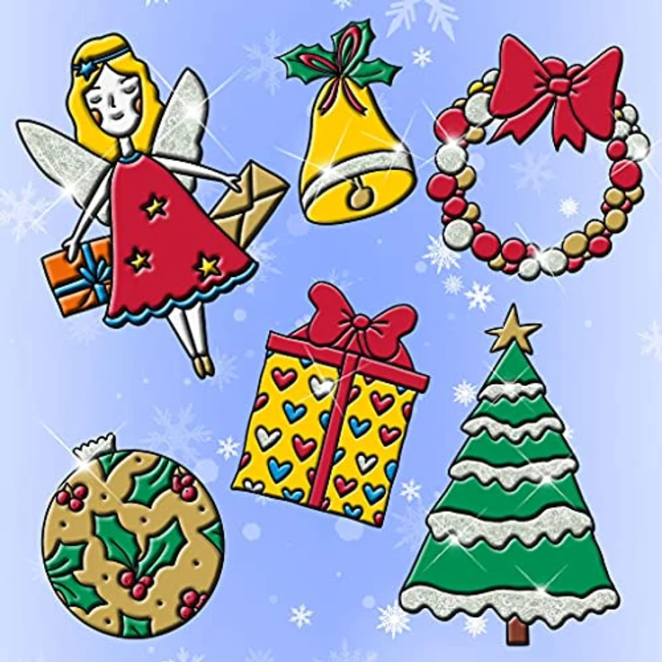 Marabu Window Color Christmas Set, 10 Fenstermal-Farben á 25 ml mit 20 Mal-Motiven, wasserbasierte Farben für Glas, Spiegel, Fliesen, bunte Farben inklusive Glitter-Silber und Gold – Bild 5