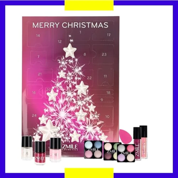 Alltoys Adventskalender Kristall-Weihnachtsbaum, 24-teiliges veganer Kosmetikset mit Lidschatten, Lipgloss und Aufbewahrungsbox mit Spiegel – Bild 2