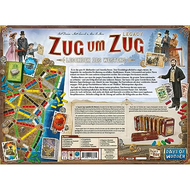 Asmodee Days of Wonder, Zug um Zug Legacy: Legenden des Westens, Familienspiel, Brettspiel, 2-5 Spieler, Ab 10+ Jahren, 20-90 Minuten, Deutsch, Mehrfarbig, Bunt – Bild 4