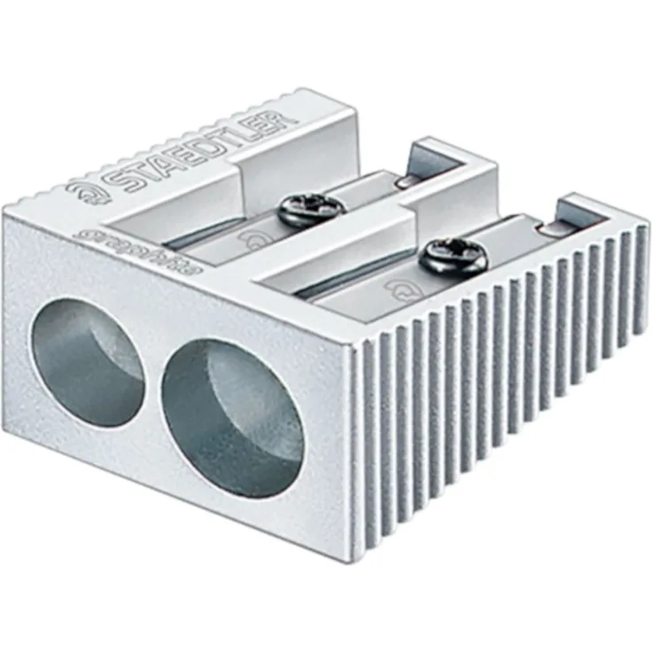 STAEDTLER Bleistiftspitzer 510 20, Doppelspitzer aus Metall mit zwei Spitzenformen, silber
