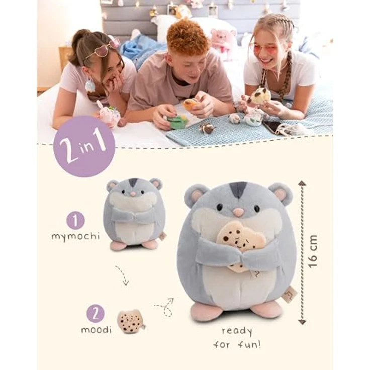 Nici Kuscheltier mymochi, Hamster Shai, 16 cm, mit Keks, in Geschenkbox – Bild 4