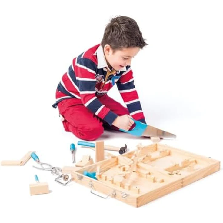 Woodyland Spielwerkzeugkoffer 91800, 16-tlg. Holz/Metall-Mix mit Tragegriff und realistisch aussehenden Spielzeugen für kleine Handwerker, geeignet ab 5 Jahren – Bild 5
