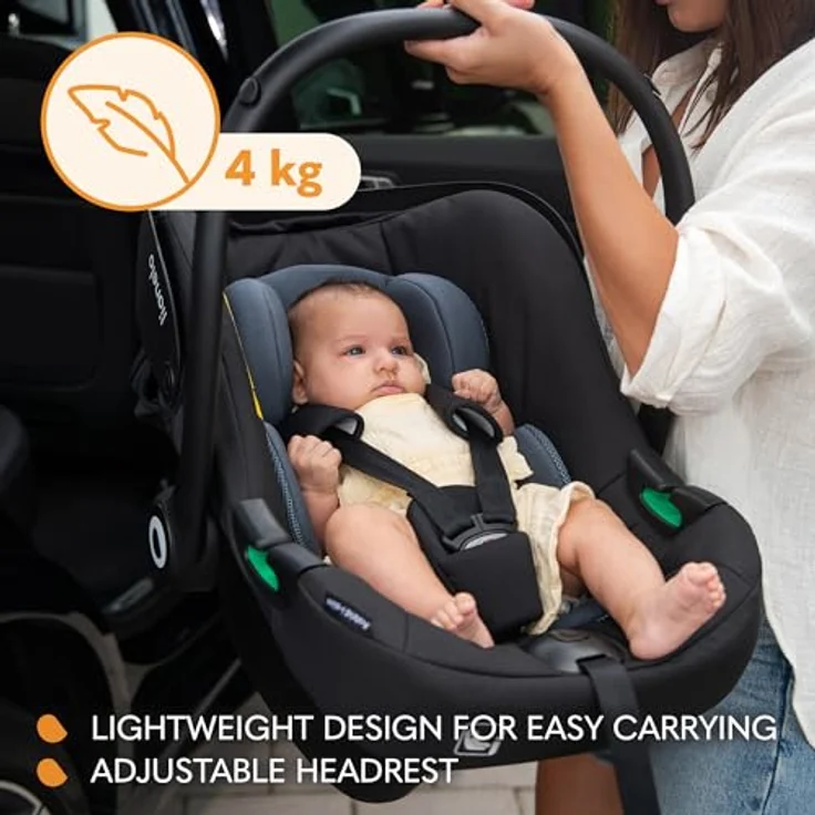 lionelo Babyschale Lionelo Autositz + Base Set Astrid i-Size, i-Size Kompatibilität, höchster Sicherheitsstandard, PP-Kunststoff, Holmbergs Schnalle, schwarz – Bild 5