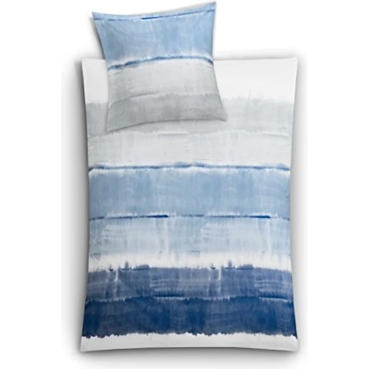 Kleine Wolke 6174773952 Bettwäsche Long Beach, Maße: 135 x 200 cm und 80 x 80 cm, Farbe: Taubenblau – Bild 1