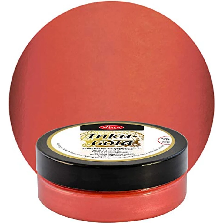 Viva Decor Inka Gold 62,5g (Lava Rot) - Schnell trocknende, wachshaltige Metallic Polierpaste für Holz, Ton & Terracotta, Hochglanz-Effekte und Used-Patina-Effekte – Bild 2
