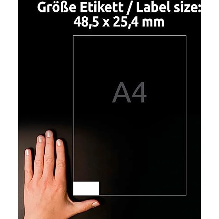 AVERY Zweckform 3657 Universal Etiketten (4.000 Klebeetiketten, 48,5x25,4mm auf A4, Papier matt, individuell bedruckbar, selbstklebende Aufkleber mit ultragrip) 100 Blatt, weiß – Bild 4