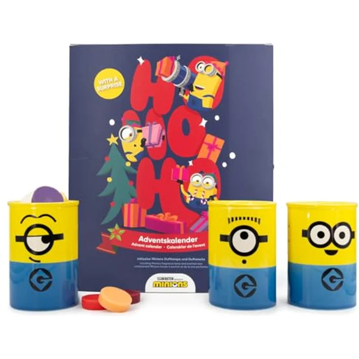Minions Adventskalender Duftlampe, Keramik mit 24 Wachsblöcken in 12 verschiedenen Düften, H 27 cm – Bild 1
