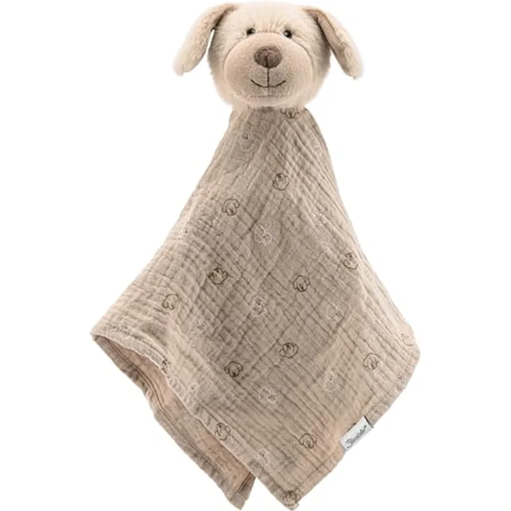 Sterntaler® Schmusetuch Hund Lucky, L, leichtes Musselin mit niedlichem Allover-Print, ideale Einschlafhilfe, pflegeleicht bei 40°C Waschmaschine – Bild 1