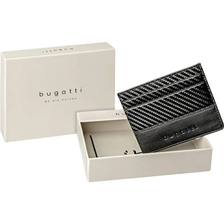 Bugatti Comet Kreditkartenetui Herren Leder – Flaches Portemonnaie für Karten Schwarz – Mini Smart Wallet 5CC RFID – Bild 4