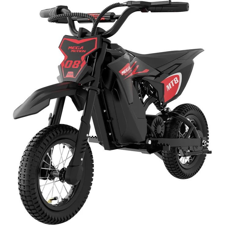 MEGA MOTION MT8 Elektro Motorrad für Kinder, 300W, 25 km/h, 36V Akku, 18 km Reichweite, 3 Geschwindigkeitsstufen, IPX4, rot/schwarz, ab 6 Jahren