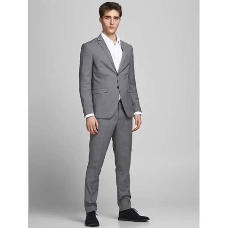 Jack & Jones Anzug JPRFRANCO SUIT NOOS, Größe 56, Light Grey Melange, Slim Fit, modischer Stil – Bild 4