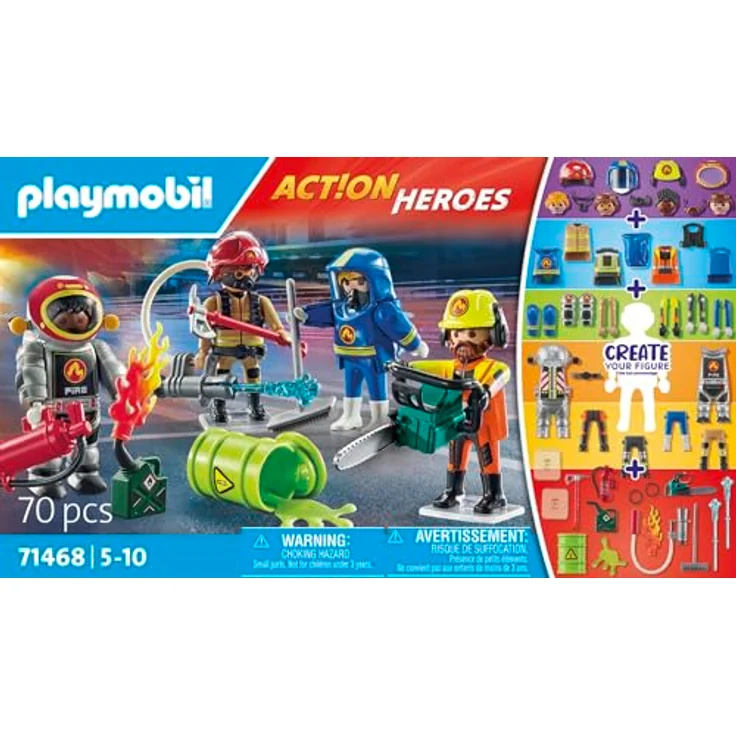 PLAYMOBIL 71468 My Figures Feuerwehr Spielset, Mehrfarbig mit abnehmbaren Zubehör und authentischem Feuerwehr-Equipment für fantasievollen Spielspaß – Bild 4