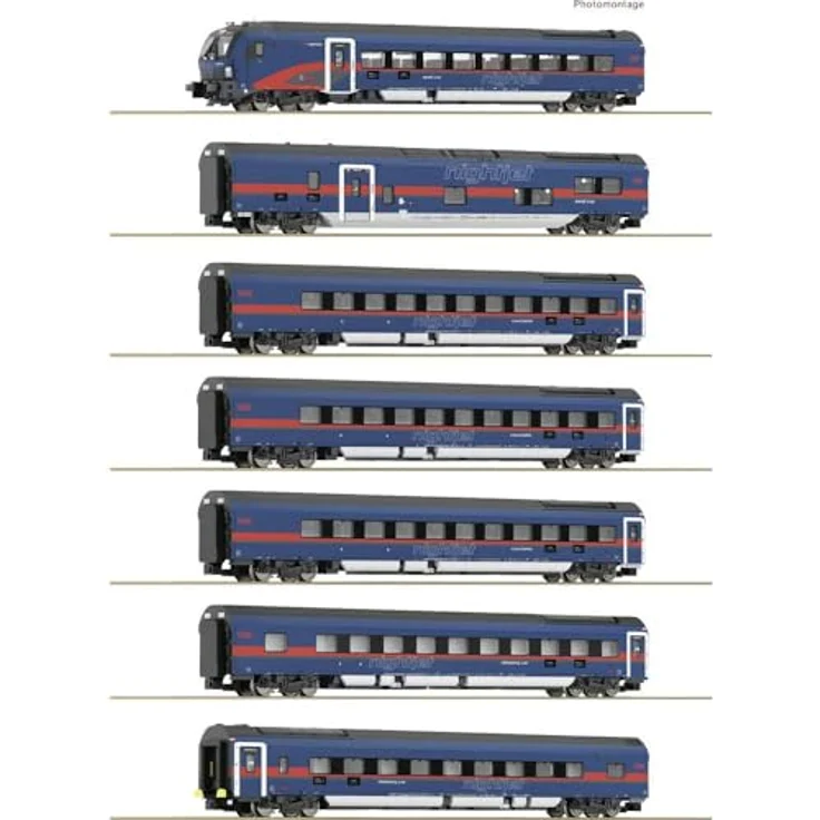Fleischmann N 7er Set Personenwagen mit Steuerwagen 'Nightjet', ÖBB, DC-Sound – Bild 2