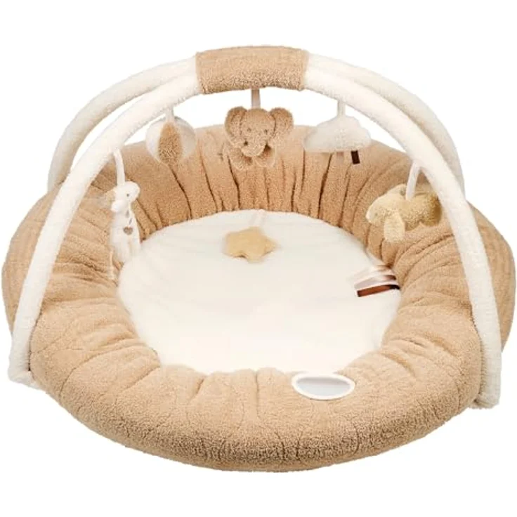 Nattou Krabbeldecke mit Spielbogen, Aus Polyester, Ca. 90 cm, Teddy, Weiß/Hellbraun – Bild 1
