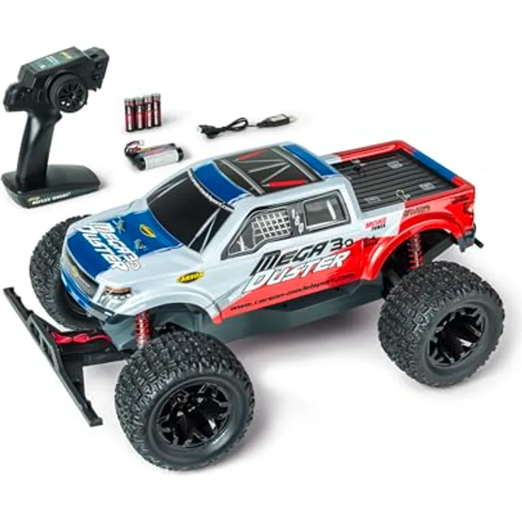 Carson 500404292 1:10 Mega Duster 3.0 2.4G 100% RTR Offroad Truggy, inkl. Batterien, LED-Scheinwerfer, langanhaltender Fahrspaß