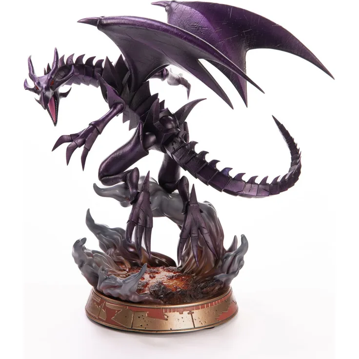 First 4 Figures Yu-Gi-Oh! PVC Statue Red-Eyes B. Dragon, 33 cm, lila Farbvariante mit hochdetaillierter Lava-Basis