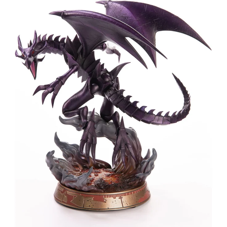 First 4 Figures Yu-Gi-Oh! PVC Statue Red-Eyes B. Dragon, 33 cm, lila Farbvariante mit hochdetaillierter Lava-Basis