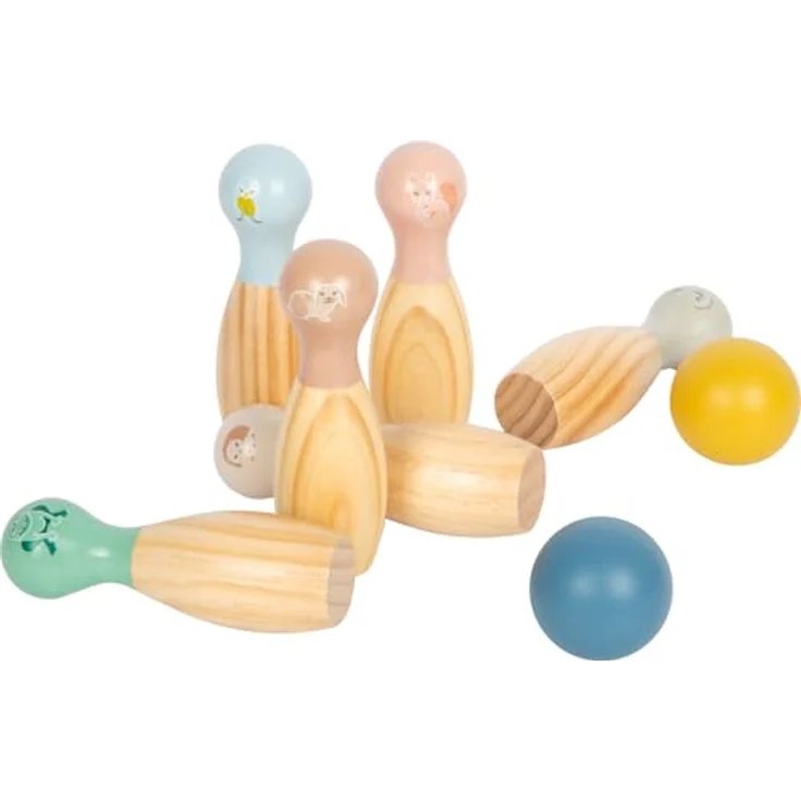 small foot Bowling „Garden Buddies“, Kegelspiel aus Holz mit Tiermotiven für Kinder ab 3 Jahren, inkl. Aufbewahrungsbeutel, 12644 – Bild 2