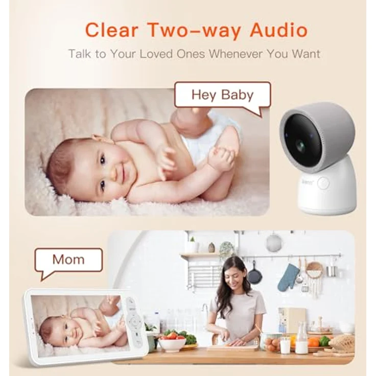 Arenti Nanny BC12S*2, Babyphone mit 3-MP Kamera, Nachtsicht, 355° Schwenkbereich, Bewegungs- und Geräuschalarme – Bild 4
