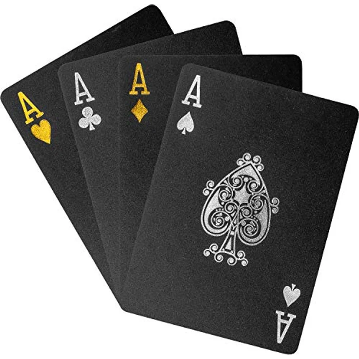 GAMES PLANET Design Pokerkarten aus Kunststoff, 100% WASSERDICHT, reißfest, Varianten: Pure Gold/Black Gold/Black Silver, Poker Deck Plastik Spielkarten – Bild 5