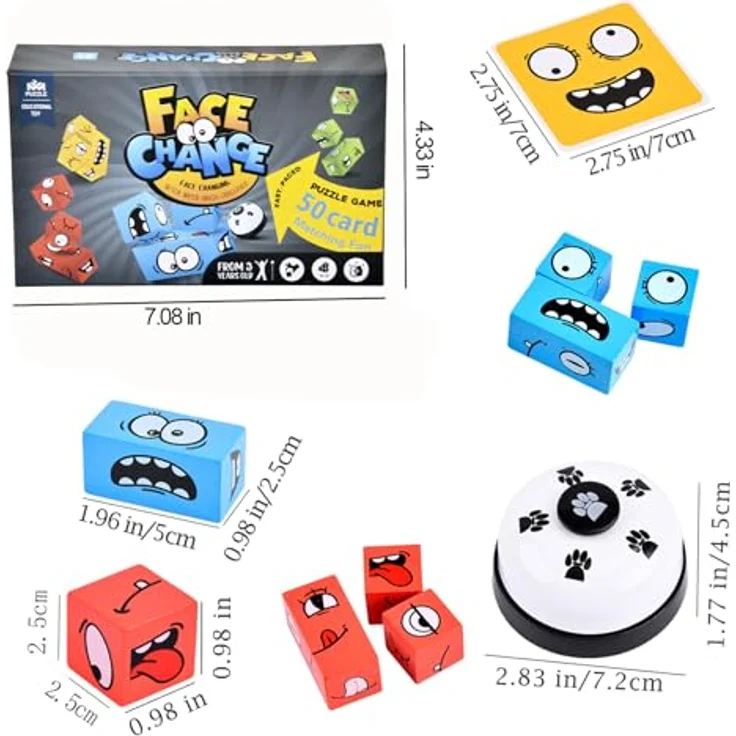 Holz-Ausdruck Spielzeug Würfelpuzzle, Interaktives Knobelspiele Holzwürfel Spiel Puzzle Bauwürfel, Holzspiel Gesellschaftsspiel & Knobelspiel für Kinder als Familienspiel mit Klingel – Bild 7