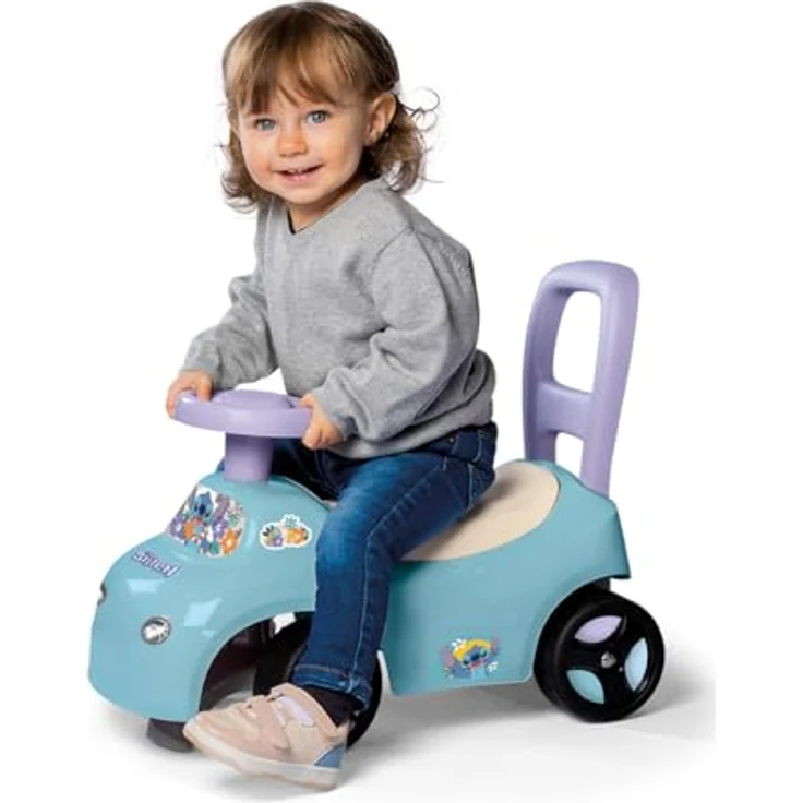 Smoby Rutscherauto Stitch, Disney-Design für Kinder ab 10 Monaten, stabil mit Rückenstütze und Staufach, Made in Europe – Bild 5