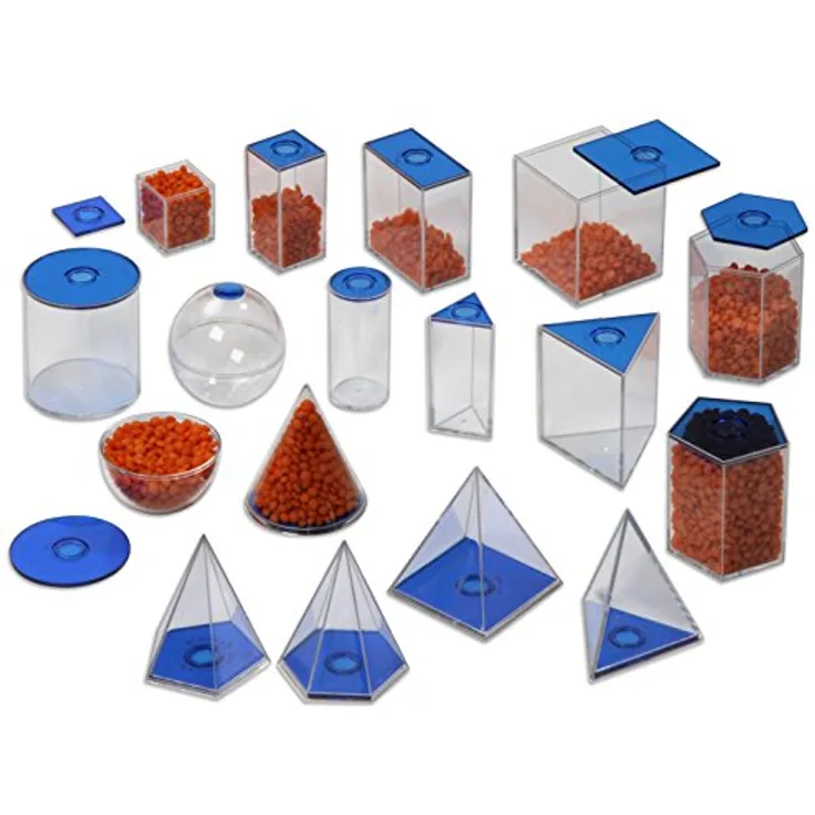 Betzold Lernspielzeug Füllkörper, 17 Stück – Geometrie-Körper aus Plexiglas, blau und rot, stabil und abnehmbar