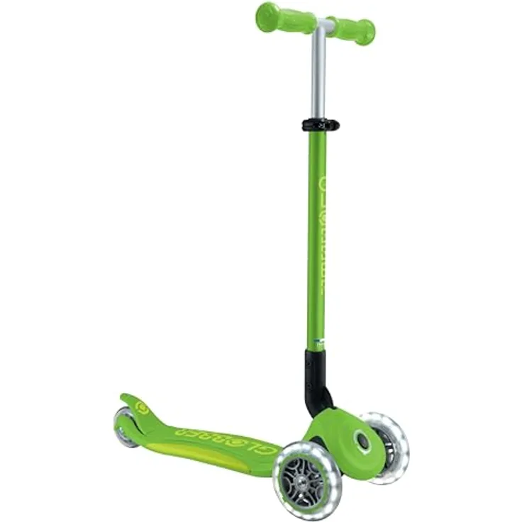 Globber Primo Foldable Plus Light - 3 Wheels Scooter, Lime Grün - Stabiler Kinderroller, leicht zu transportieren
