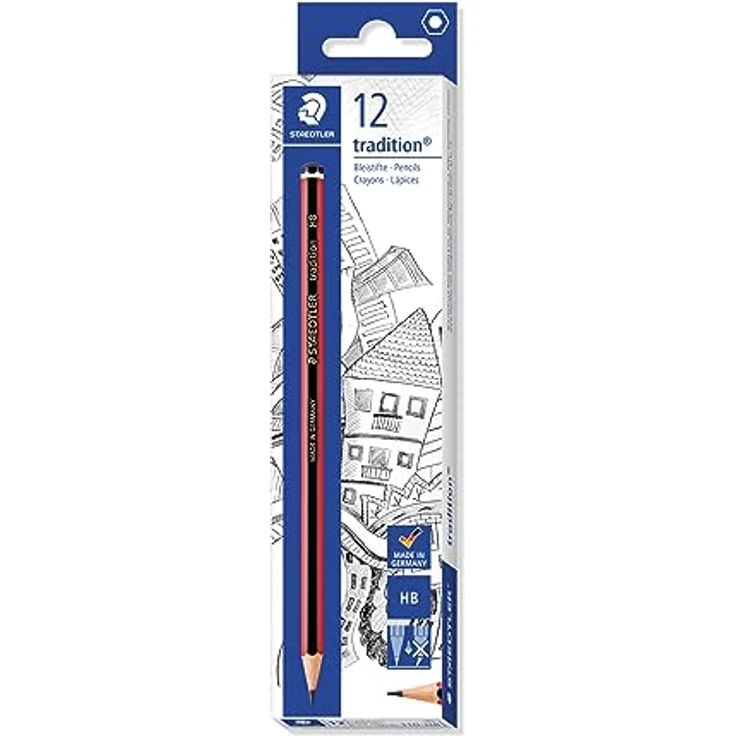 STAEDTLER 110 Tradition Bleistift, Zedernholz, HB, 12 Stück, bruchfest und leicht radier- sowie spitzbar – Bild 1