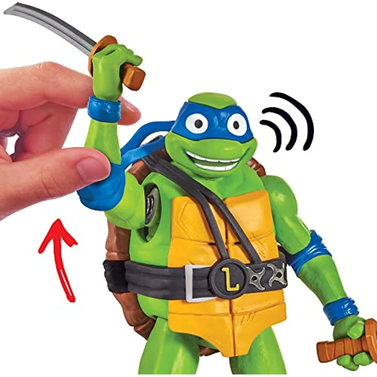 Playmates Toys Sammelfigur Teenage Mutant Ninja Turtle - Ninja Shouts - Leonardo (NEU & OVP) mit authentischem Sound und Katanas – Bild 3