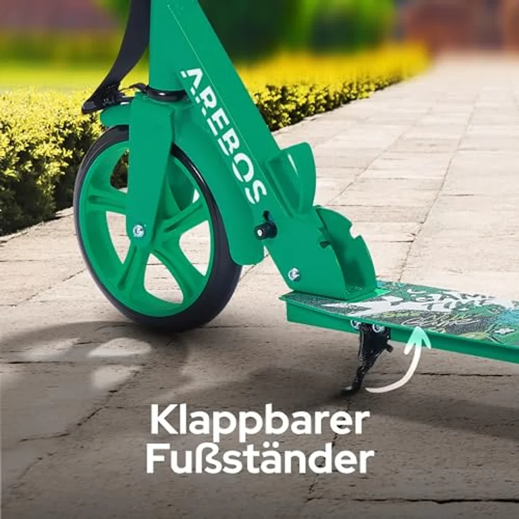 Arebos Tretroller klappbar, höhenverstellbar 78–93 cm, max. 100 kg, grün, geeignet für Kinder ab 6 Jahren, ideal für Schule und Freizeit – Bild 9