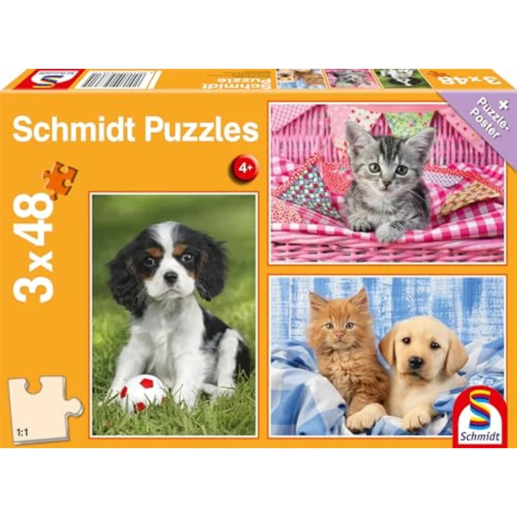Schmidt Spiele 56361 Meine liebsten Haustierbabys, 3x48 Teile Kinderpuzzle, bunt – Bild 1