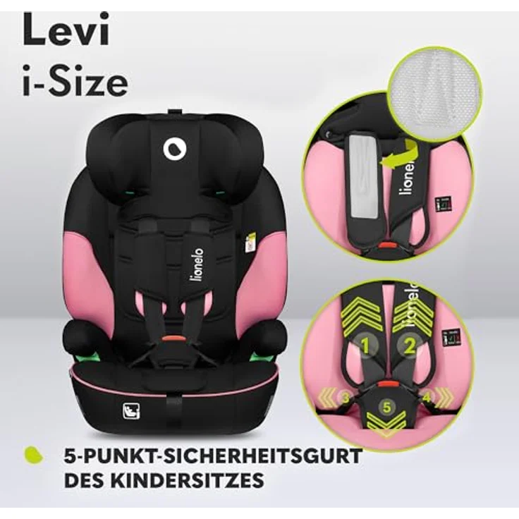 lionelo Autokindersitz LEVI I-SIZE, i-Size, für Kinder von 15 Monaten bis 12 Jahre, bis 18,00 kg, Universell passend, passt in alle Autos – Bild 5