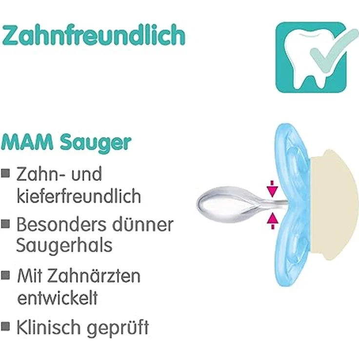 MAM Perfect Night Schnuller im 2er-Set, leuchtend im Dunkeln, zahnfreundlicher Baby Schnuller aus nachhaltigen & bio-erneuerbaren Materialien, mit Schnullerbox, 0-6 Monate, Schaf/Faultier – Bild 3