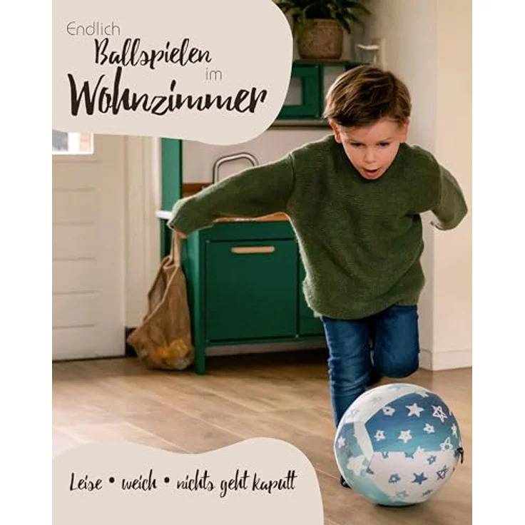 Hoppediz Ballonhülle für Kinder, Soft Indoor Ball für sicheres Spielen ohne Platzen, inkl. 2 Luftballons, Magig Leaf – Bild 3