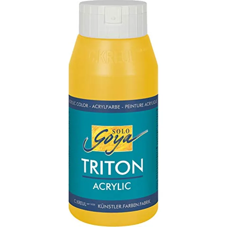 KREUL Solo Goya Triton Acrylfarbe gold, 750 ml, schnell matt trocknend, gut deckend, wasserbasierend, Studioqualität, vielseitig einsetzbar