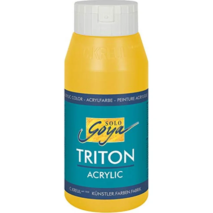 KREUL Solo Goya Triton Acrylfarbe gold, 750 ml, schnell matt trocknend, gut deckend, wasserbasierend, Studioqualität, vielseitig einsetzbar – Bild 1