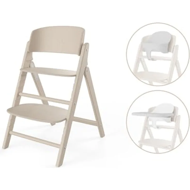 Cybex Click & Fold 3-in-1 Hochstuhl, ergonomisch und vielseitig, inkl. Babyset und Tablet, All Natural
