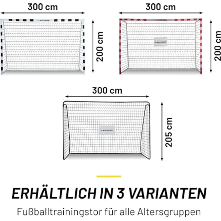 DUNLOP Fußballtor - Fussballtor 300 x 200 x 90 cm - Metall - Schwarz/Weiß - für Garten Kinder und Erwachsene - Innen und Außen – Bild 3