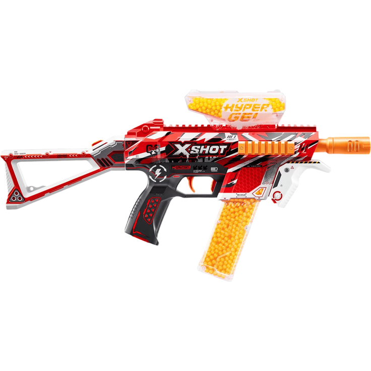 ZURU XShot Hyper Gel Blaster Trace Fire, motorisierter Blaster mit 76 km/h Geschwindkeit, voll- und halbautomatisches Feuermodul