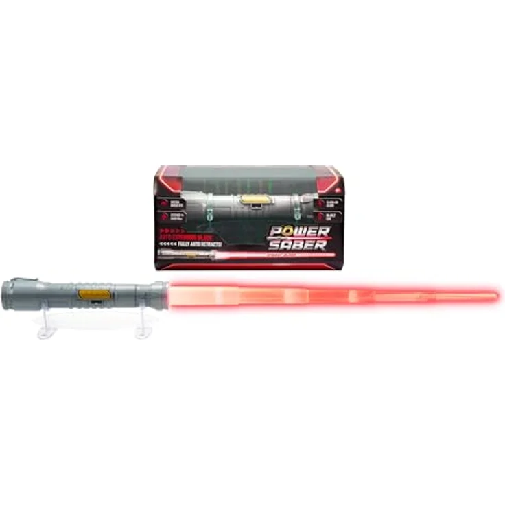 Goliath POWER SABER Rot - Automatisch ausziehbares und einziehbares Laserschwert für Kinder ab 6 Jahren, Realistisches Laserspielzeug, Intergalaktischer Kampf, 30cm/ ausgezogen 90cm, Box Fenster – Bild 2