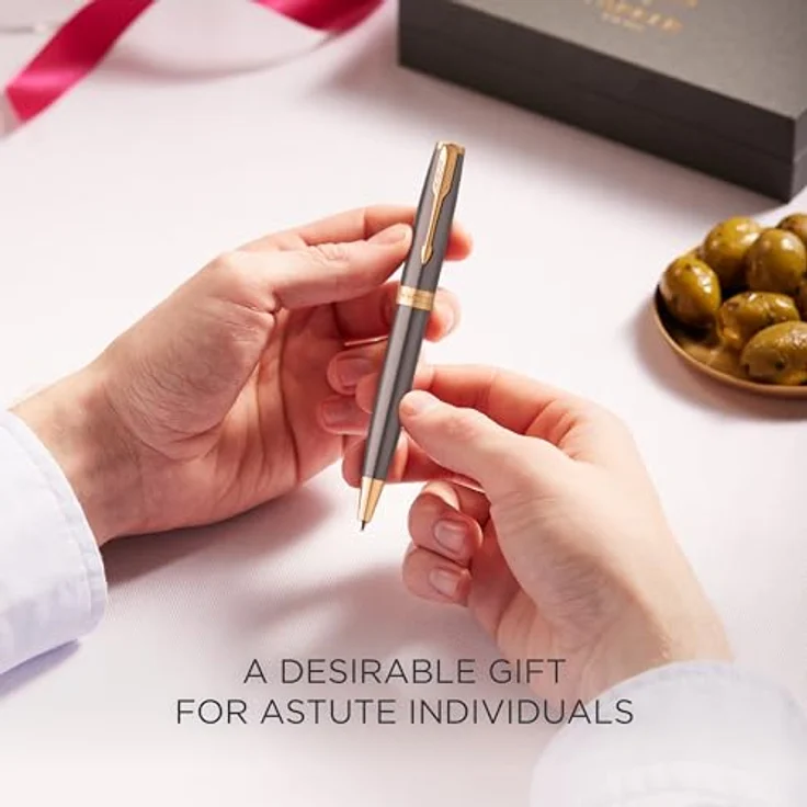 Parker Pen SONNET Kugelschreiber, elegantes Design mit grauem Lack und goldener PVD-Beschichtung – Bild 6