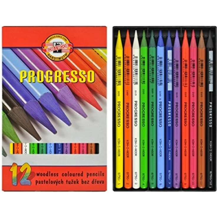 KOH-I-NOOR Progresso Buntstifte-Set, holzfrei, 12 Stück, hohe Farbintensität, 7,1 mm Mine für Detail- und Flächengestaltung – Bild 3