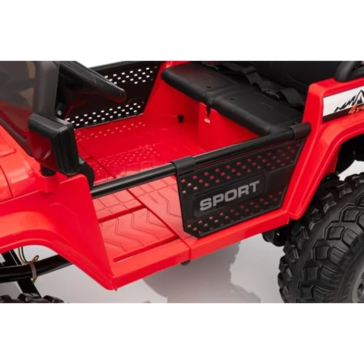RIRICAR Elektrisches Kinderauto Beneo Motors OFFRIDE 4x4² Zweisitzer 12V, rosa, MP3-Player mit USB/AUX, Lithium-Akku, große EVA-Räder, Hinterradfederung, Fernbedienung, LED-Lichter – Bild 4