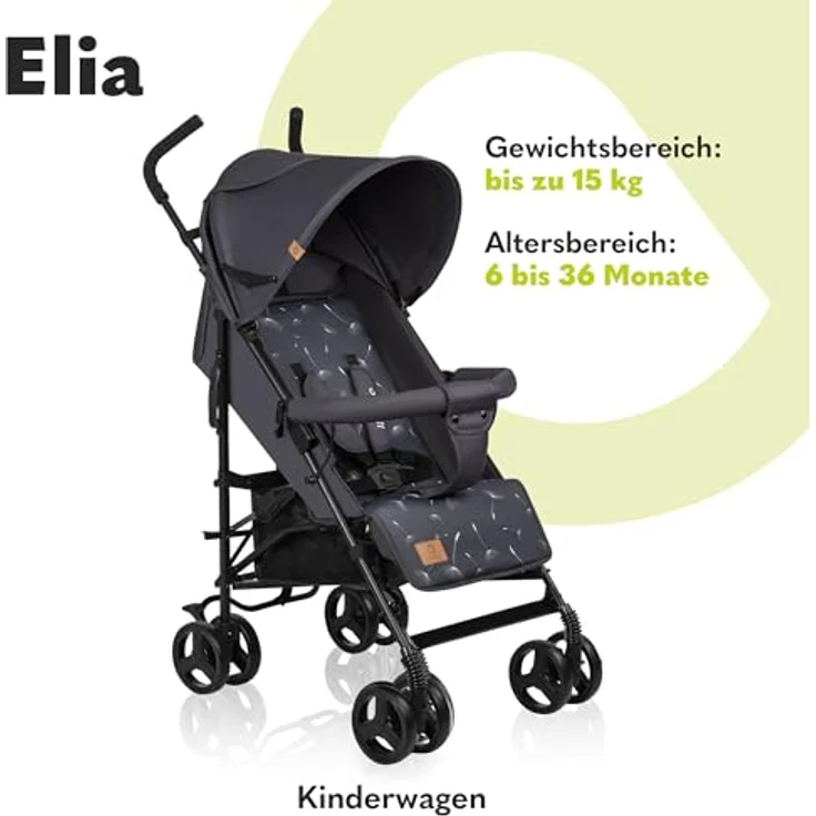 LIONELO Elia Buggy Klein Zusammenklappbar Kinderwagen Bis 15 Kg, Rücken Und Fußstützenverstellung Hinterradbremse, Moskitonetz, Beinwärmer, Einkaufskorb – Bild 2