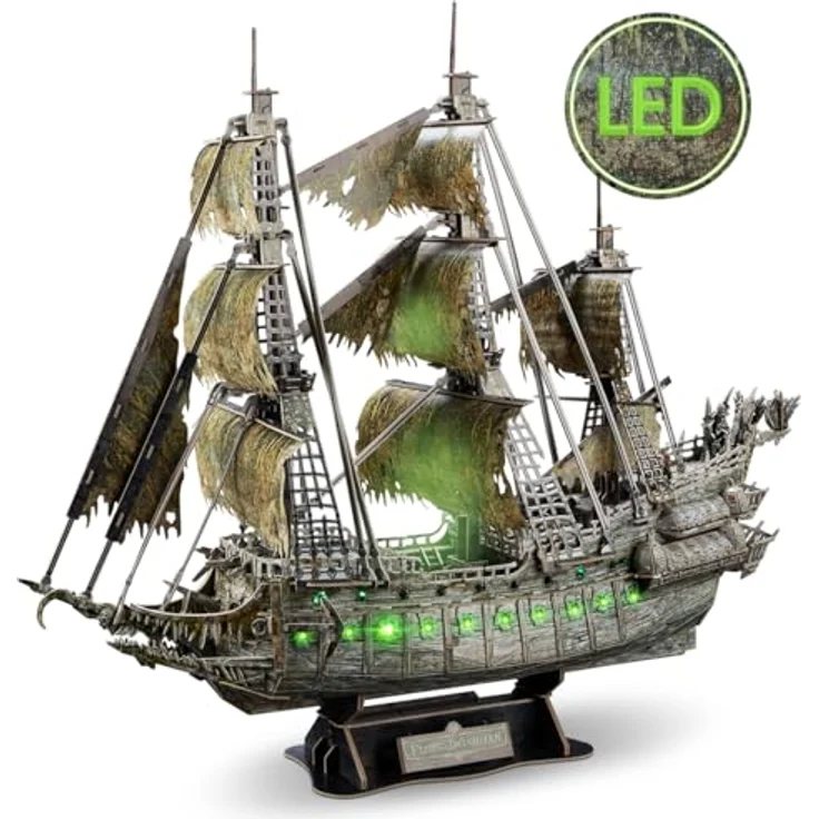 CubicFun 660527 Flying Dutchman LED, 3D Puzzle mit 360 Teilen, leuchtendes Piratenschiff, Modellbausatz ab 10 Jahren – Bild 2