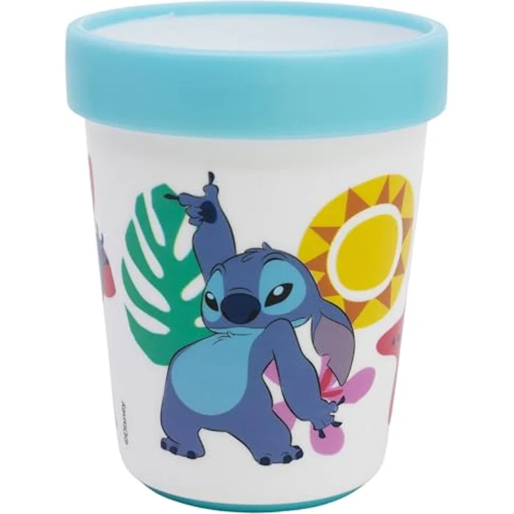 Stor Stitch wiederverwendbarer Kinderbecher, zweifarbig mit rutschfestem Boden, BPA-frei, 260 ml, mikrowellengeeignet – Bild 3