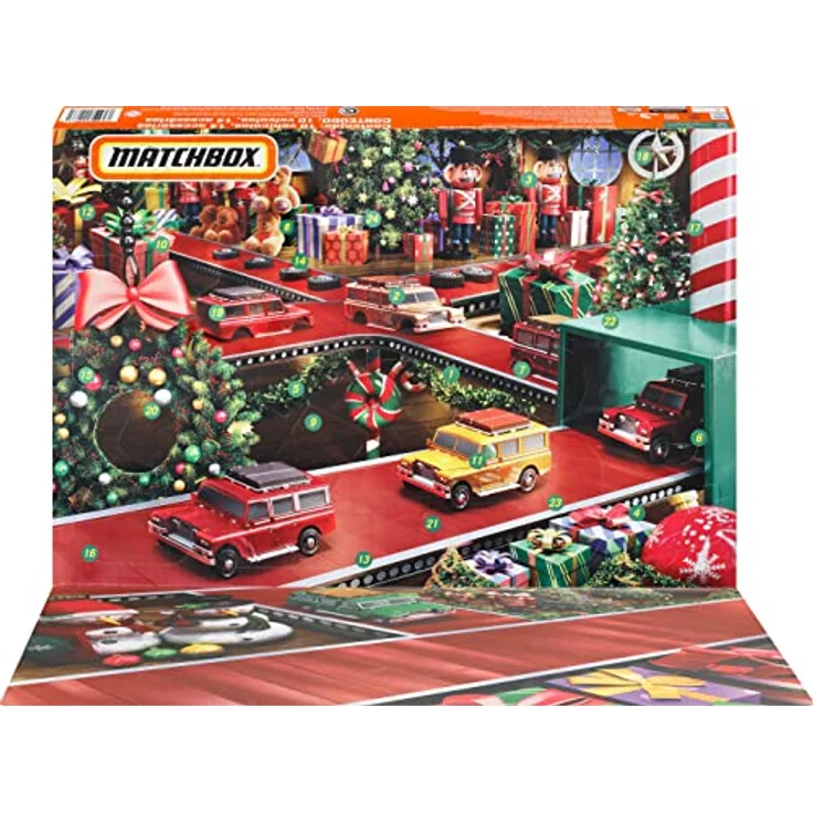 Mattel® Adventskalender Hot Wheels Matchbox, Spielzeugautos, für Kinder ab 3 Jahren, mit Spielmatte und 10 Die-Cast-Autos – Bild 2