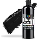 OfficeTree Acrylfarbe Schwarz 500ml, Ungiftige Wasserbasis Acrylfarbe für Malerei, Schnell trocknend und leicht zu mischen